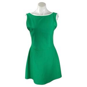 YPB Sculpt Lux Green Sleeveless Boat Neck Mini A-line Fit & Flare Tank Dress L